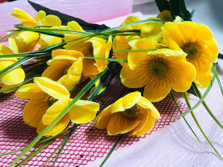 ดอกไม้ประดิษฐ์-ดอกไม้พลาสติก-ประดับแต่งบ้าน-สีเหลือง