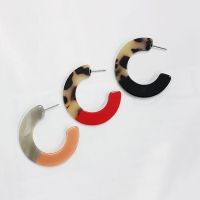 Fashion Circle Hoop Studs Leopard Korea Style C Shaped Earrings for Women