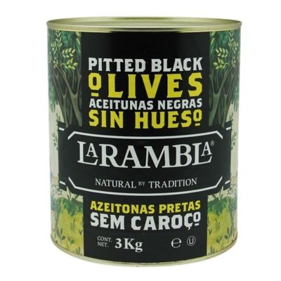 Promotion📌 LA RAMBLA Pitted Black Olive 3 KG. มะกอกดำไม่มีเมล็ด นำเข้าจากประเทศสเปน📌