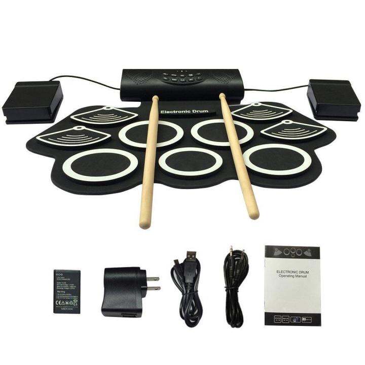 Portable Electronic Foldable Drum Set RollUp Drum Kit 9 Electric Drum