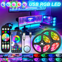 Wifi 1-30เมตร USB ไฟ Led แถบ RGB 5050บลูทูธ APP ควบคุม Luces Led ที่มีความยืดหยุ่นไดโอดตกแต่งสำหรับห้องนั่งเล่นโคมไฟริบบิ้น