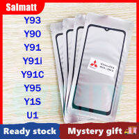 Salmatt กระจกด้านนอกหน้าจอด้านหน้ามีกาวโอก้าสำหรับ Vivo Y93/Y90/Y91/Y91i/Y91C/Y95/Y1S/U1หน้าจอ LCD ตัวเปลี่ยนกระจกด้านนอกสัมผัส