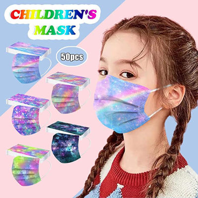 MUS 50PC Disposable Face Masks For Women Adults With Cute Fashion Designs Printed Colored 3ply Face Cover Breathable