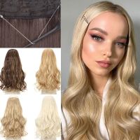 No Clip Invisible Wire Hair Extensions 16 22 32" Synthetic Wave Natural Black Brown One Piece False Hairpiece Hair Extension Wig  Hair Extensions  Pad