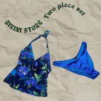 #Bikini store ชุดว่ายน้ำแบรนด์ANNE COLE Two-piece bikini set ชุดว่ายน้ำเปิดหลังสายผูกคอปรับได้มีฟองน้ำทรงสวย กางเกงในขาเว้าผ้าหนานิ่มลื่น