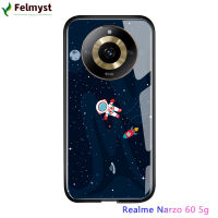 เคสโทรศัพท์ลายการ์ตูนนาซ่ากาแล็คซี่สำหรับ Realme 11 5G Realme Narzo 60 5G หรูหรากระจกนิรภัยมันวาวด้านหลังขอบนุ่มเคสใส่โทรศัพท์ฝาครอบ