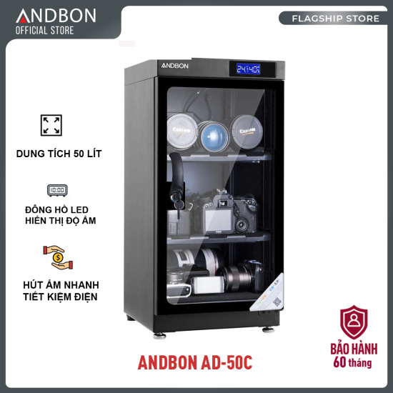 Tủ chống ẩm máy ảnh andbon ad-50c dung tích 50 lít bảo hành 5 năm - ảnh sản phẩm 7