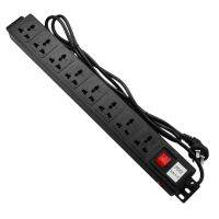 【In-demand】 Ideal Choice 1U PDU 8 Outlet Metal Power Strip Surge Protector 250V 10A 2500W พร้อมสายต่อยาวสำหรับแร็คเซิร์ฟเวอร์19นิ้ว