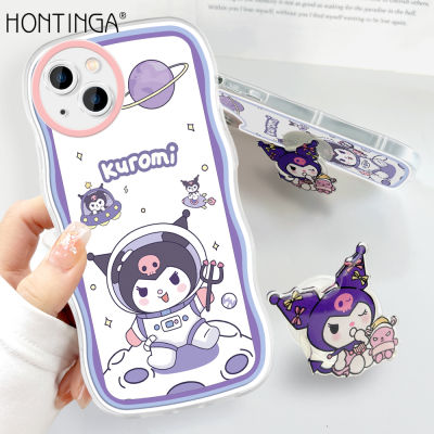 (ผู้ถือฟรี) เคส Hontinga สำหรับ iPhone 14 Pro Max 13 Pro Max 13 Mini 12 Pro Max 12 Mini 11 Pro Max iPhone 14 Plus เคสใสใสเคสซิลิโคนนิ่มลายการ์ตูน Kuromi เคสฝาหลังโทรศัพท์เคสนิ่มสำหรับเด็กผู้หญิง