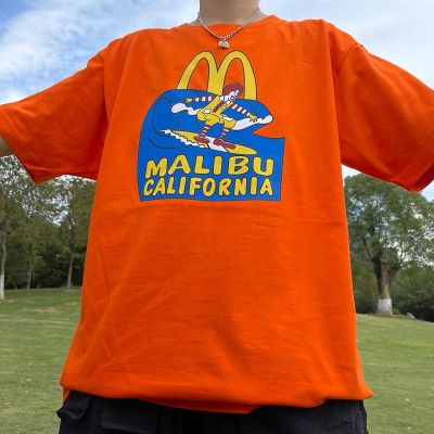 อเมริกัน Vintage Malibu แคลิฟอร์เนียท่องตลกพิมพ์เสื้อยืด Unisex ผู้ชายผู้หญิงหลวมผ้าฝ้ายเสื้อแขนสั้นเสื้อลำลอง