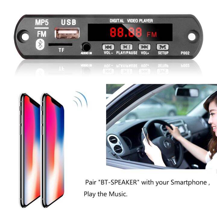 mp5-5v-to12v-support-videos-connected-decorder-board-bluetooth5-0-mp3-fm-sd-card-aux-with-remote