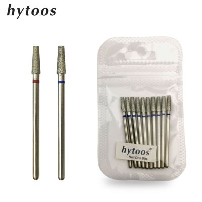 HYTOOS 10pcs/pack 3x9mm Tapered Diamond Cuticle Bit 3/32 Nail Drill Bits Manicure Drills Nails Accessories Tools