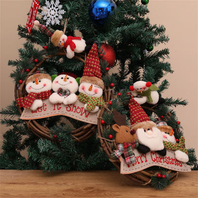 Elderly Elk Vine Pendant Merry Xmas Garland Rattan Garland For Christmas Artificial Pinecone Ornament Door Hanging Decoration