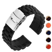 18mm 20mm 22mm 24mm 26mm Silicone Rubber Diver Silicone Arc Watch Strap With Folding Stainless Steel Clasp Buckle DIY Strap Straps