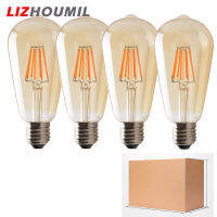 LIZHOUMIL หลอดไส้เอดิสัน Led 4ชิ้น,4ชิ้น E27เรโทรโบราณหลอดไฟติดตั้งง่ายโคมไฟสไตล์วินเทจในครัวเรือน