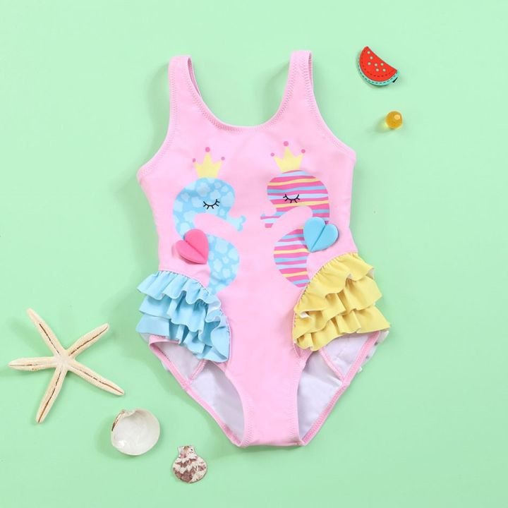 ชุดว่ายน้ำเด็กทารกหญิง-ฤดูร้อนชุดว่ายน้ำเด็กสีชมพูวันเกิด-jumpsuit-เด็ก2-6ปี-cosplay-ชุดว่ายน้ำชุดทะเล