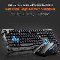 คีย์บอร์ดเมาส์คอมโบมัลติมีเดียกันน้ำ2.4GHz Wireless Gaming Keyboard USB Cordless Mous NK-Shopping