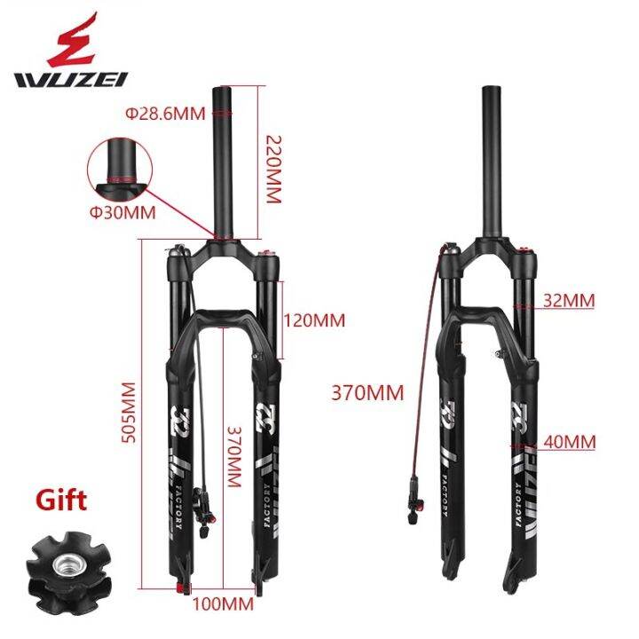 wuzei-ฟอร์กจักรยานตะเกียบโช๊คด้านหน้าลมเดี่ยว26-27-5-29er-mtb-แบบถอดปลั๊กจักรยานเด้งได้อย่างรวดเร็วระยะชัก32มม-120มม