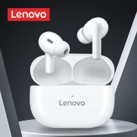 หูฟังเอียบัดไร้สายบลูทูธ Lenovo พร้อมไมโครโฟนเฮดโฟนแบบเสียบหูเคสชาร์จไร้สายหูฟังสีขาว1ชิ้น-20ชิ้น