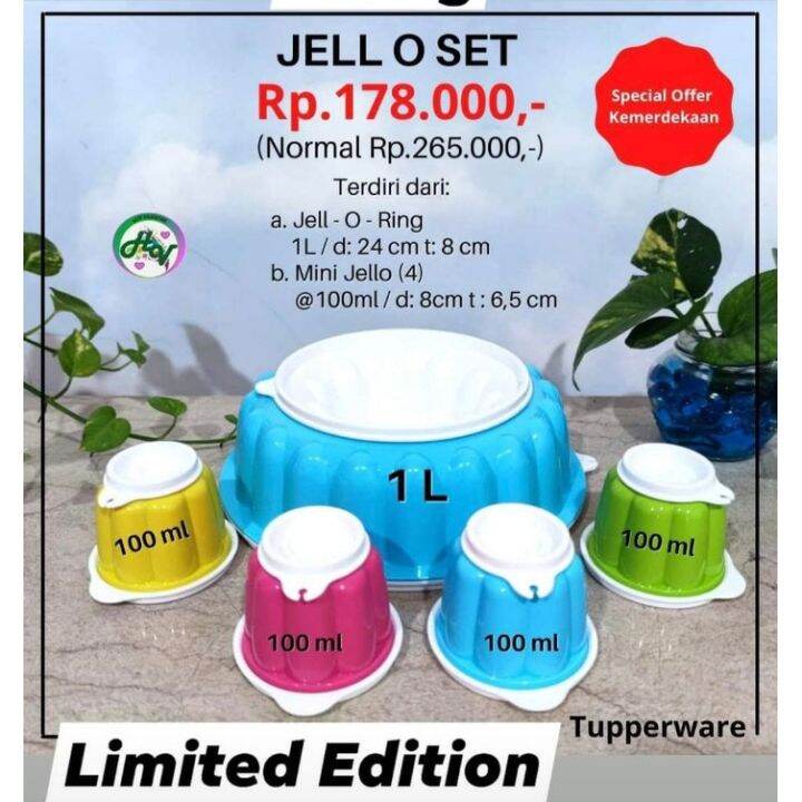 Tupperware Jell O Set Tempat Jelly Pudding Jello BIRU Tupperware