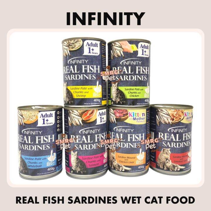 Infinity Real Fish Sardines Wet Cat Food in Can 400g Sardine Mousse