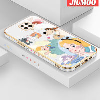 เคส JIUMOO สำหรับ Xiaomi MI POCO M2 Pro Redmi Note 9S Note 9S Pro ลายสโนว์ไวท์ใหม่เคสขอบสี่เหลี่ยมพื้นผิวชุบซิลิก้าเจลนิ่มกันกระแทกเคสมือถือรวมเลนส์กล้องถ่ายรูปฝาครอบป้องกัน