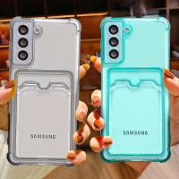 【Great. Cell phone case】 SoCouple ใสบัตรกระเป๋าสตางค์กรณีโทรศัพท์สำหรับ S Amsung G Alaxy A52 S21 S20 FE S10พลัสอัลตร้า A12 72 32 02 22หมายเหตุ20 TPU ปก