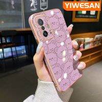 YIWESAN เคสสำหรับ Xiaomi รุ่น MI 12T Pro 11T Pro ดีไซน์ใหม่การ์ตูนหมีน้อยเคสโทรศัพท์ชุบหรูหราลายขอบสุดสร้างสรรค์เคสป้องกันเนื้อนิ่มคลุมทั้งหมดเลนส์กล้องถ่ายรูปเคสกันกระแทก