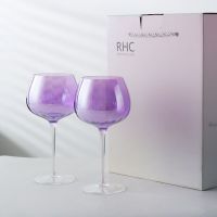 ต้นฉบับ Simple manual violet red glass stemware ins wind purple glass of champagne cup set high level appearance