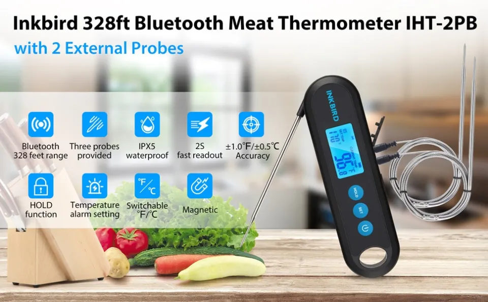 Digital Meat Thermometer With 2 External Probes Backlight Display