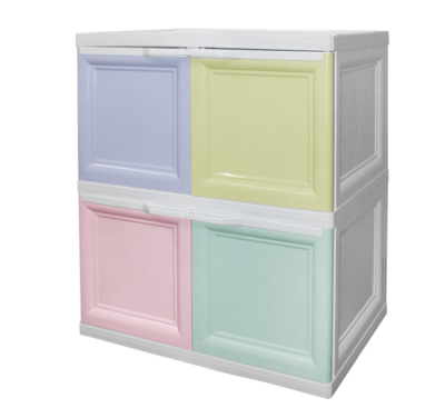 2-tier multi-purpose cabinet (solid frame),Grade A plastic, Size 69 x 50 x 85 cm.-pastel