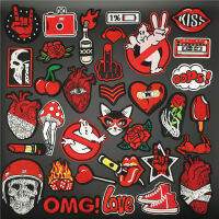 Red Ghost Heart Patches สำหรับเสื้อผ้าปักเหล็กบนป้ายลายสำหรับเสื้อผ้าสติกเกอร์ Appliques DIY ตกแต่ง Patch-pangyh