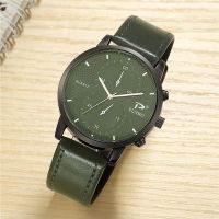 {Miracle Watch Store} นาฬิกาข้อมือธุรกิจสีเขียวสำหรับผู้ชายนาฬิกาข้อมือหนัง PU นาฬิกามียี่ห้อดังควอตซ์สำหรับผู้ชายนาฬิกา Hodinky