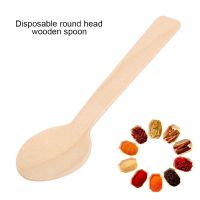 100pcs Disposable Wooden Spoon Ice Cream Tableware Cake Outdoor Camping Kitchenware Non-toxic Dessert Cheese Spoon Kitchen Tools