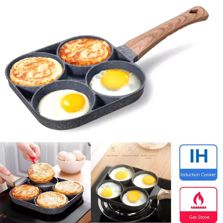 Romax Trending 4 Holes Non Stick Frying Pan Egg Pancake Omelette Cooking Pot Maker Home