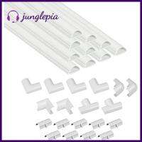 JUNGLEPIA ตัวป้องกันสายไฟปูพื้นทำจาก PVC ปลายโค้งมุมภายในภายนอกทนทานป้องกันลวดปลอกสายเคเบิลจัดระเบียบอุปกรณ์เสริมลวดสล็อตวางพื้น