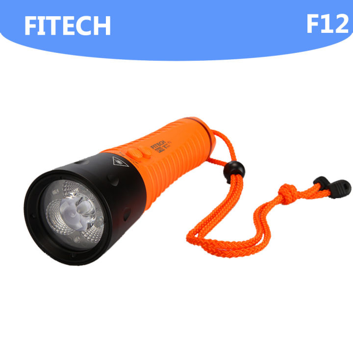 Nsbk53eemmt ใต้น้ำ FITECH ดำน้ำ F12 100เมตรไฟฉาย600 Lumens XML U2ไฟฉาย LED โคมไฟกันน้ำแสงสามารถเป็นแบตสำรอง