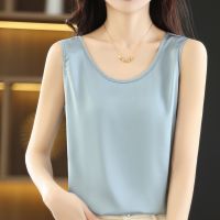 【HOT】✇¤ 2021 New Camisole Womens Inside With Silk Bottoming Outer Sleeveless Round Neck All-Match Blouse