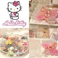 {BONBON ที่เก็บของในบ้าน} ที่เก็บของ Hello Kitty กล่องพร้อมฝาครอบน่ารัก Ins การ์ตูนเด็กผู้หญิงนักเรียนสร้อยคอรูปวงแหวนเครื่องประดับของขวัญพลาสติกของกระจุกกระจิก