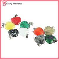 LUCKY HAIRACC 20 Pcs 20ชิ้นค่ะ รูปหัวใจ คละสี มี2ขนาด เครื่องรางที่มีเสน่ห์ สร้อยคอสำหรับผู้หญิง จี้หิน การทำเครื่องประดับ