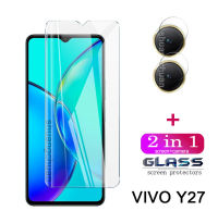 ป้องกันหน้าจอกระจกเทมเปอร์ VIVO Y27 + 2IN1ฟิล์มเลนส์กล้องถ่ายรูปกล้อง