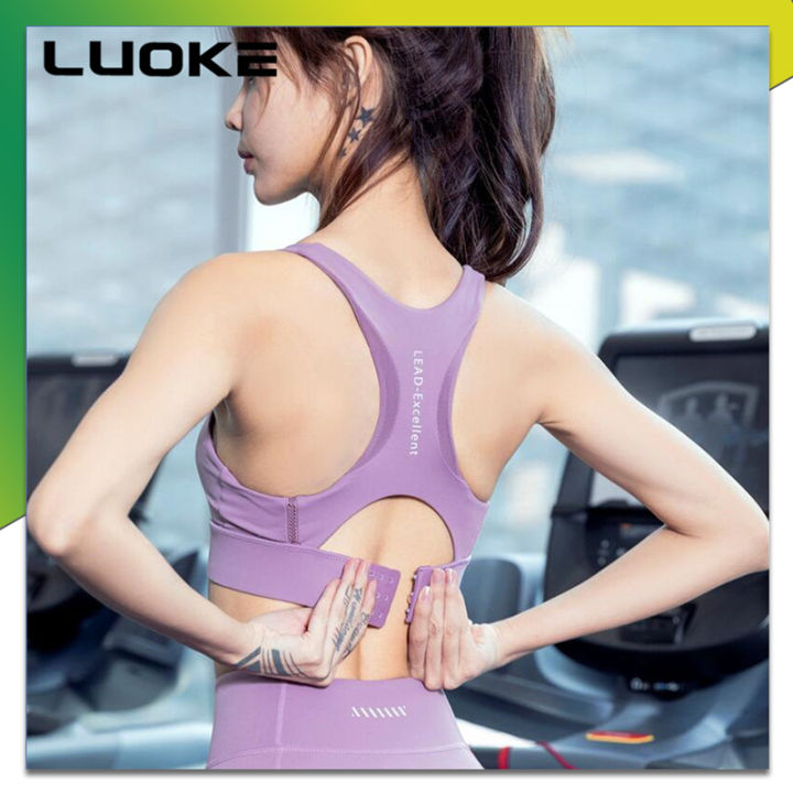 luokeชุดชั้นในสปอร์ตบรา-i-beautifulชุดชั้นในกีฬาโยคะเสื้อกล้ามชุดฟิตเนสตะขอตาข่ายปรับได้ระบายอากาศได้ดี