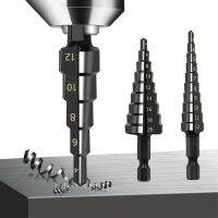 3pcs Hexagonal Shank Nitrided Black Straight Slot Ladder Drill 3-12/4-12/4-20mm High-Speed Steel Pagoda Drill Hole Opener Set