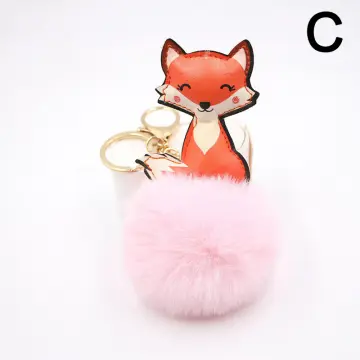 Cute Silicon Cinnamoroll W/ Blue Fur Ball Pompom Keychain /Purse