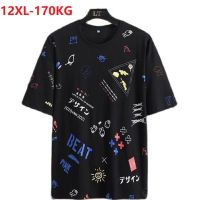 150kg 170kg summer Men Cotton T-Shirts short Sleeve Large Size 8XL 10XL 12XL big size tees Home casual Loose Tops black 54