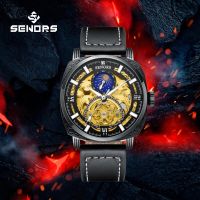 SENORS Moon Phase Mens watch automatic luxury tourbillon Square Large Dial Watch Low Waterproof mens fashion watches