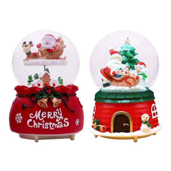 Winter Christmas Crystal Ball Led Lights Musical Snow Globe Battery 