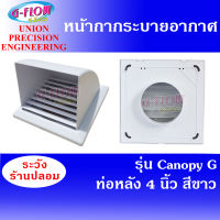 GFLOW  ฝาครอบช่องระบายอากาศ  Canopy ท่อ 4  มีเกล็ด (สีขาว) หน้ากากระบายอากาศติดผนัง