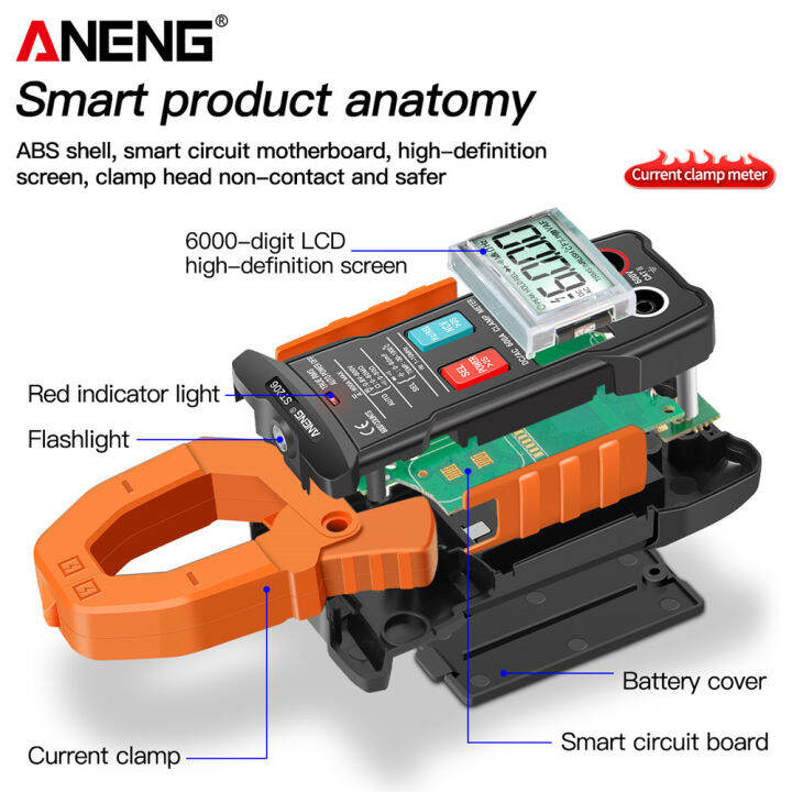 aneng-st206-digital-multimeter-clamps-meter-6000-counts-true-rms-amp-dcac-current-clamp-measure-dc-amperim-tester-voltmeter