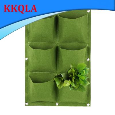 QKKQLA 6 Pockets Green Wall-mounted Planting Bag Vertical Flower Plant Bag Vegetable Pots Garden Decoration